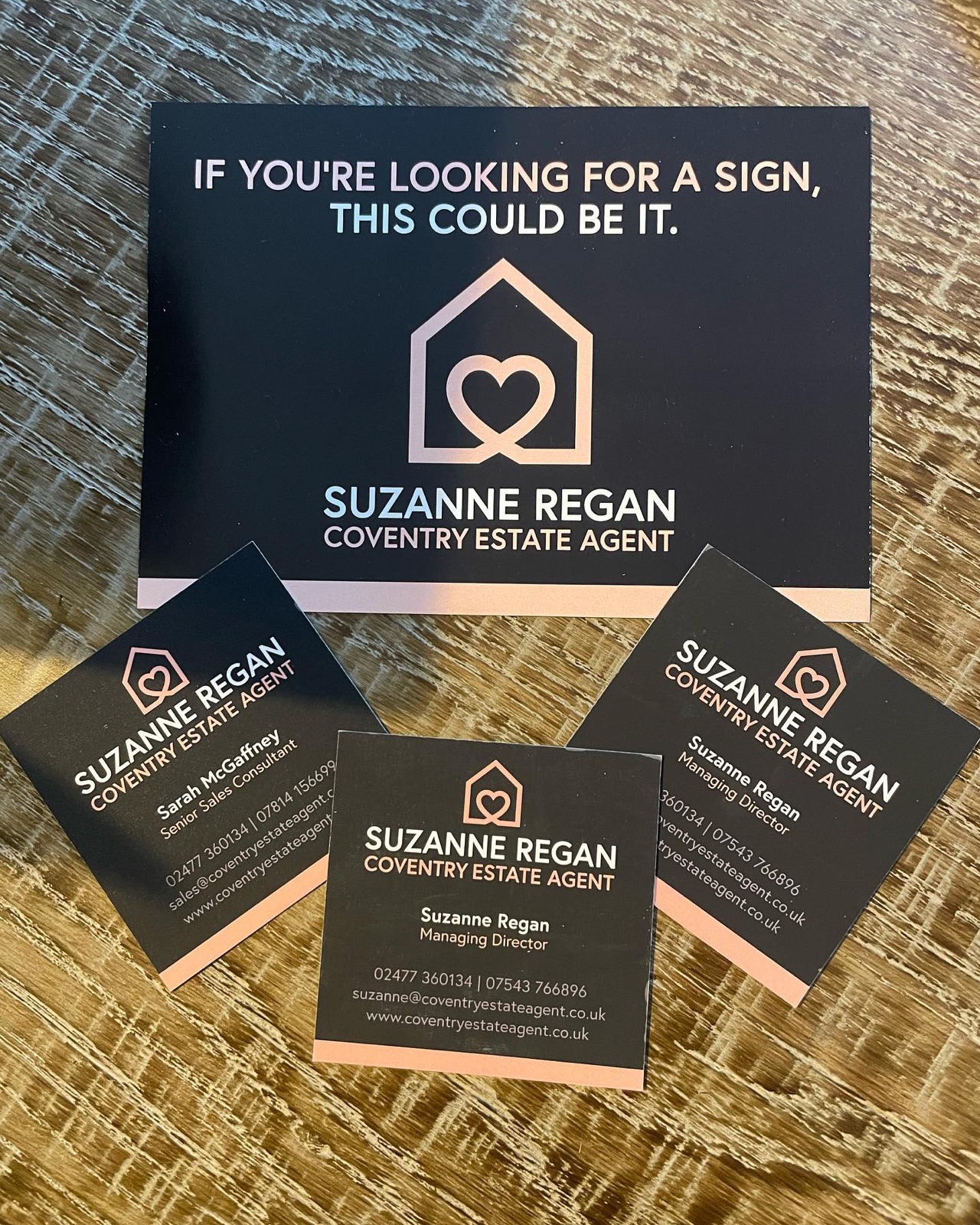 Suzanne Regan business cards printed by Print Giants